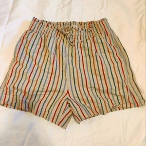 Madewell tan striped high-waisted shorts